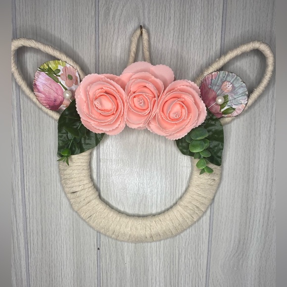 Handmade Easter Knitted Rabbit Wreath / Easter Bunny Wreath, Easter Decoration - Picture 2 of 6